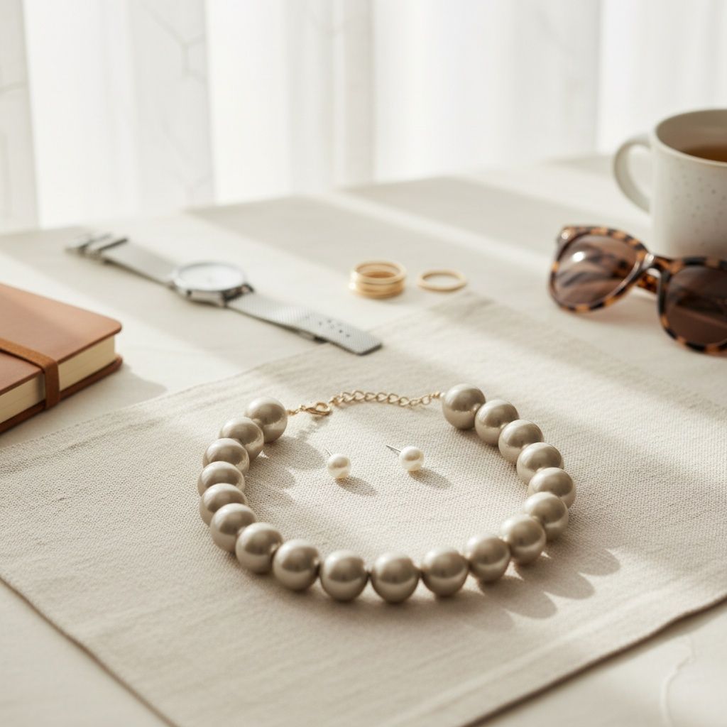 High Gloss Pearlescent Brown 24mm Bead Necklace