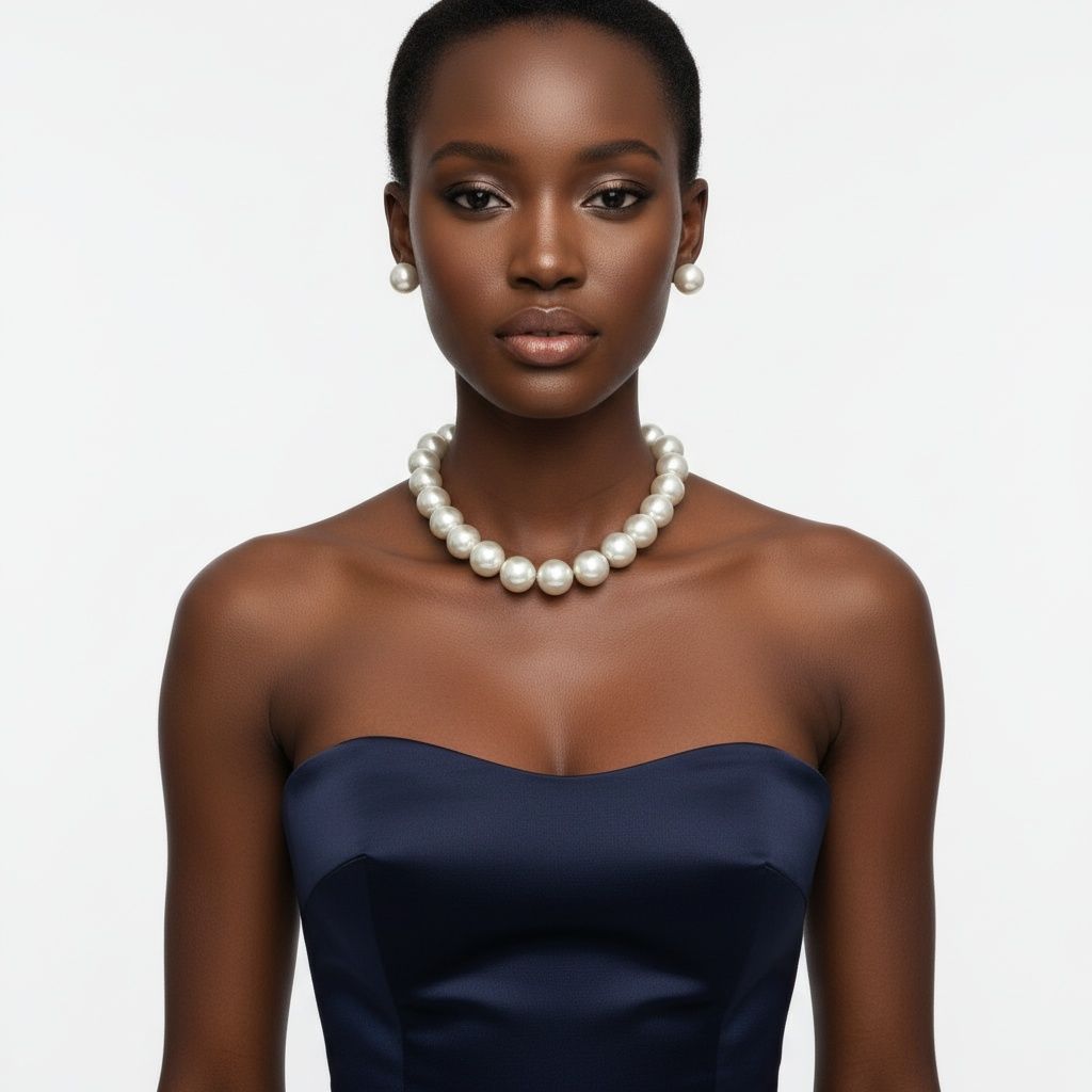 High Gloss Pearlescent Brown 24mm Bead Necklace