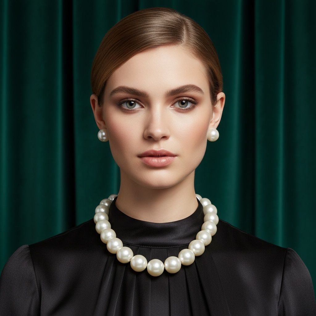 High Gloss Pearlescent Cream 24mm Bead Necklace