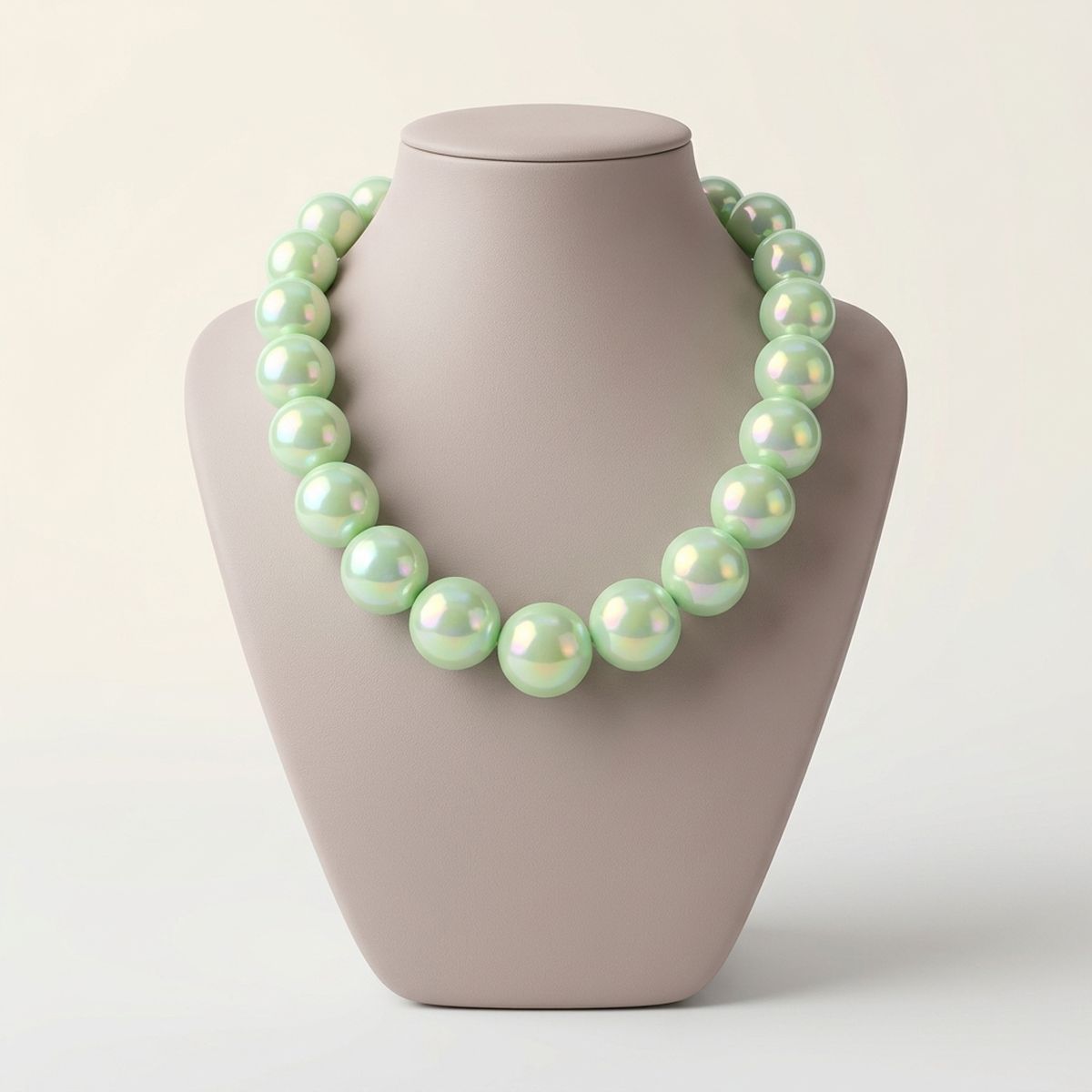 High Gloss Pearlescent Green 24mm Bead Necklace
