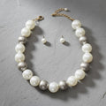High Gloss Pearlescent White Brown 24mm Necklace