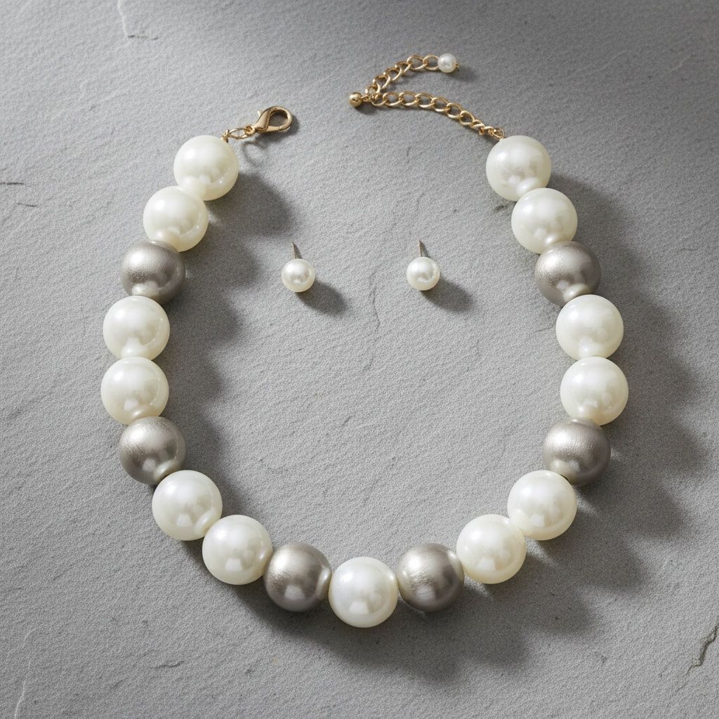High Gloss Pearlescent White Brown 24mm Necklace