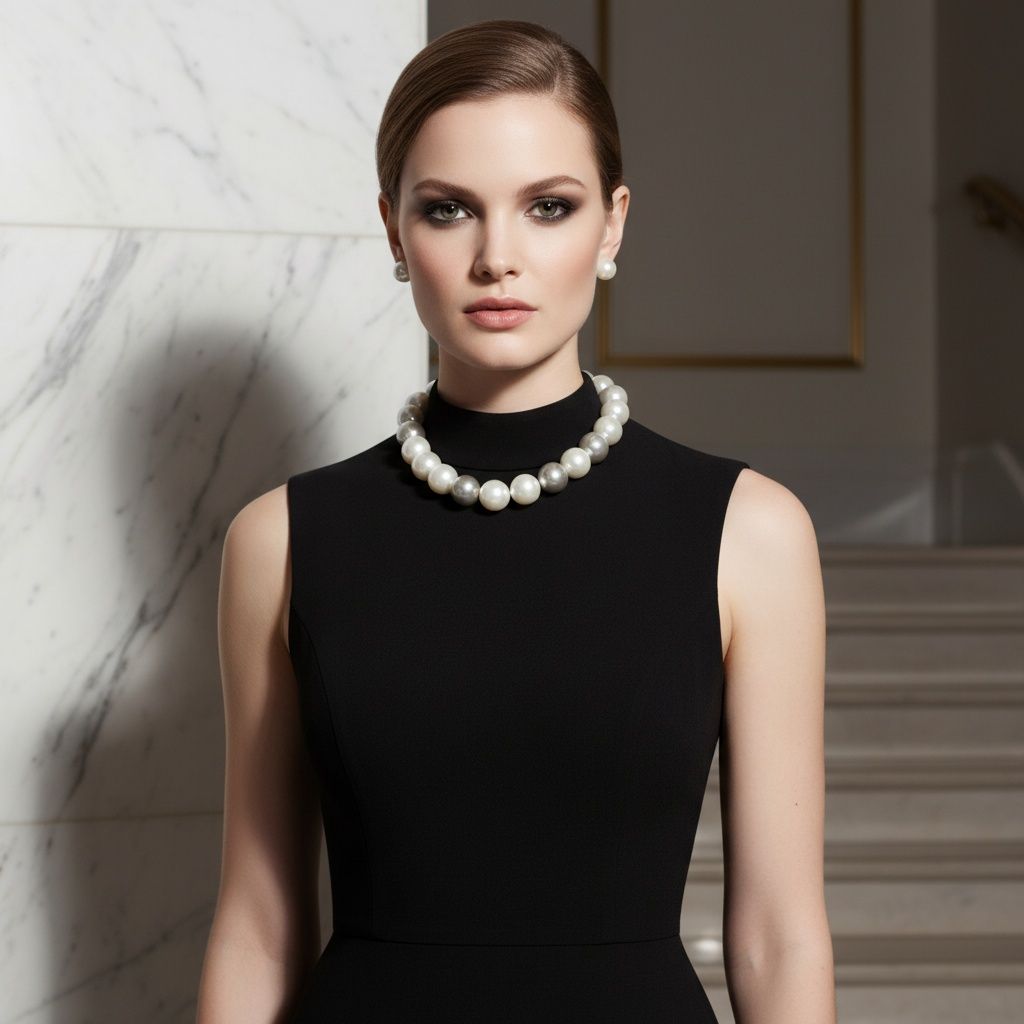 High Gloss Pearlescent White Brown 24mm Necklace