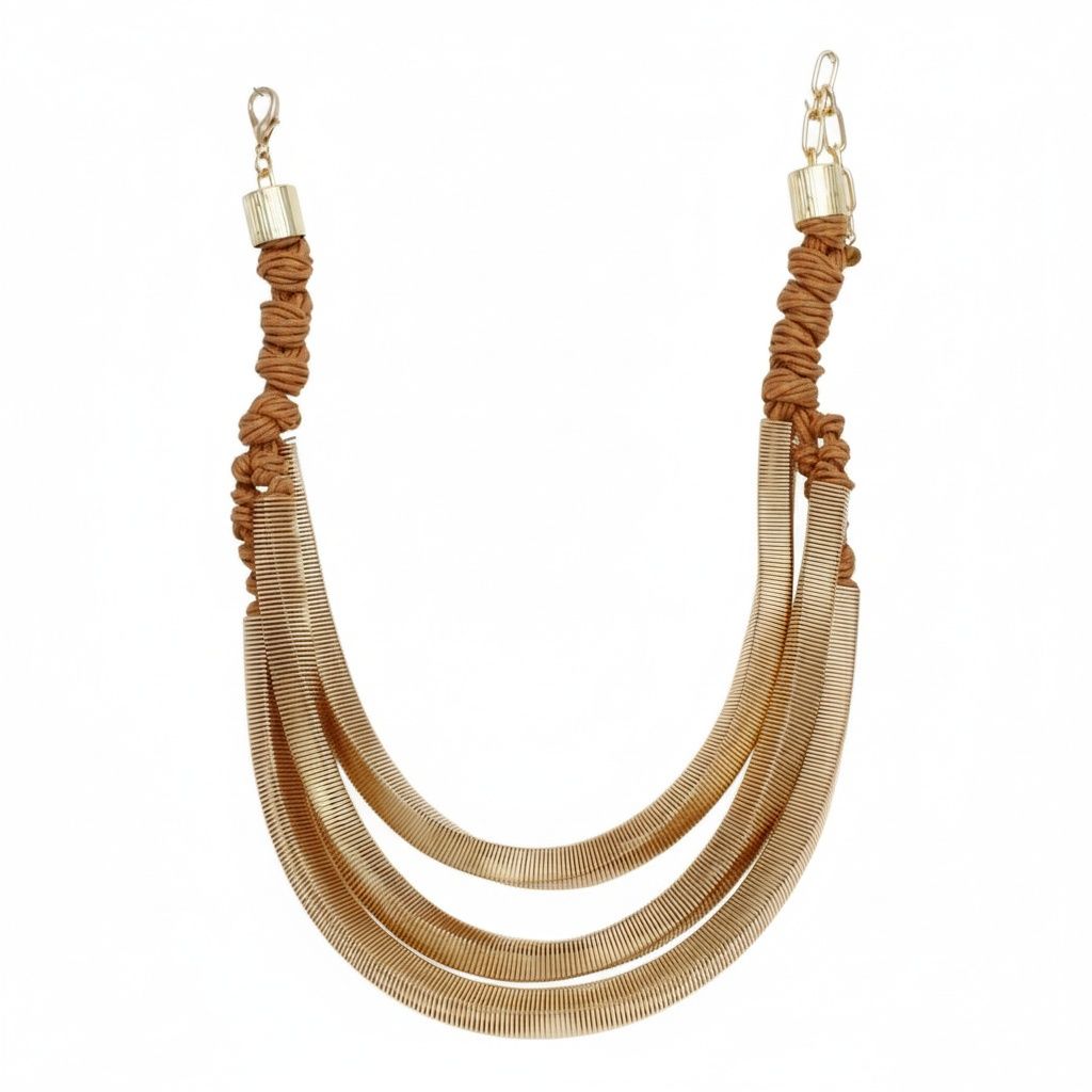 Tribal Gold Square Spring Articulated Necklace