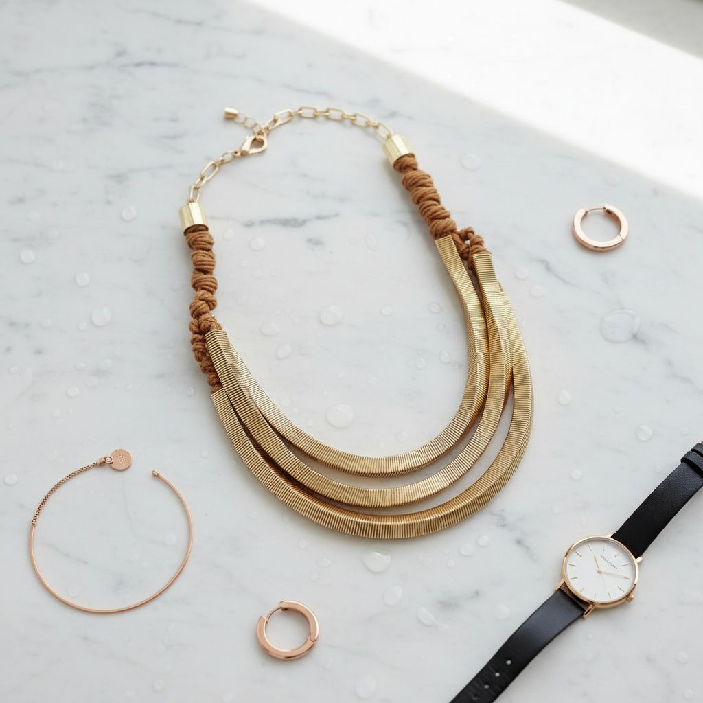 Tribal Gold Square Spring Articulated Necklace