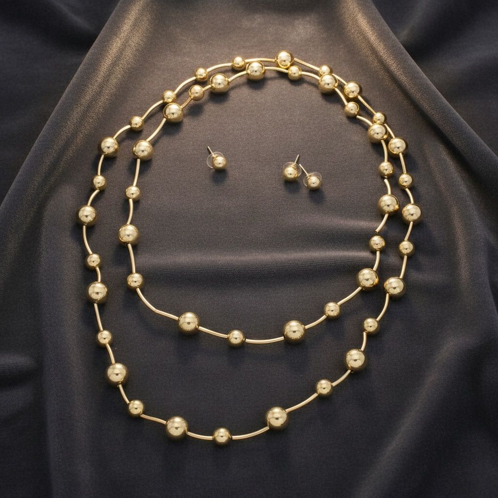 Convertible Stretch Gold Bead 60 inch Necklace