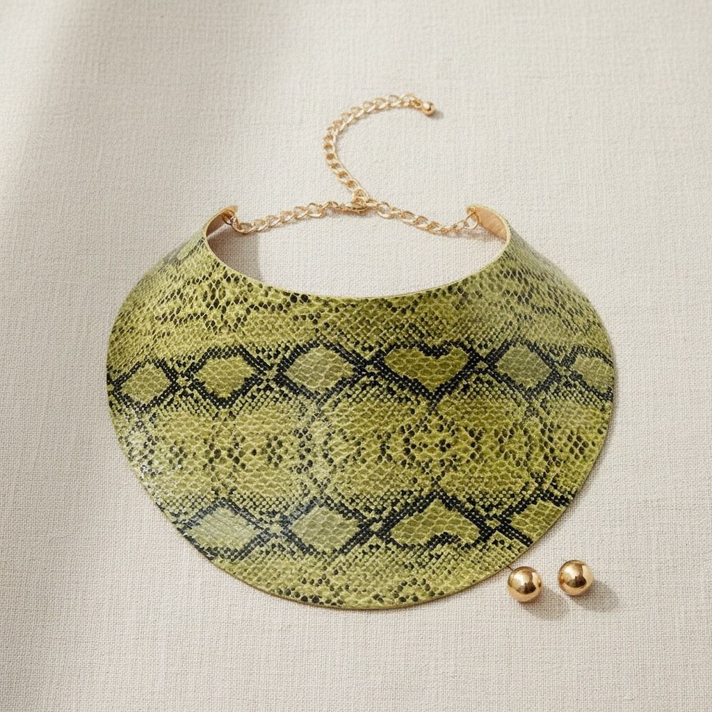 Snake Print Collar Choker Set