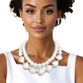 Layered Matte Silver Chunky Vintage Pearl Necklace