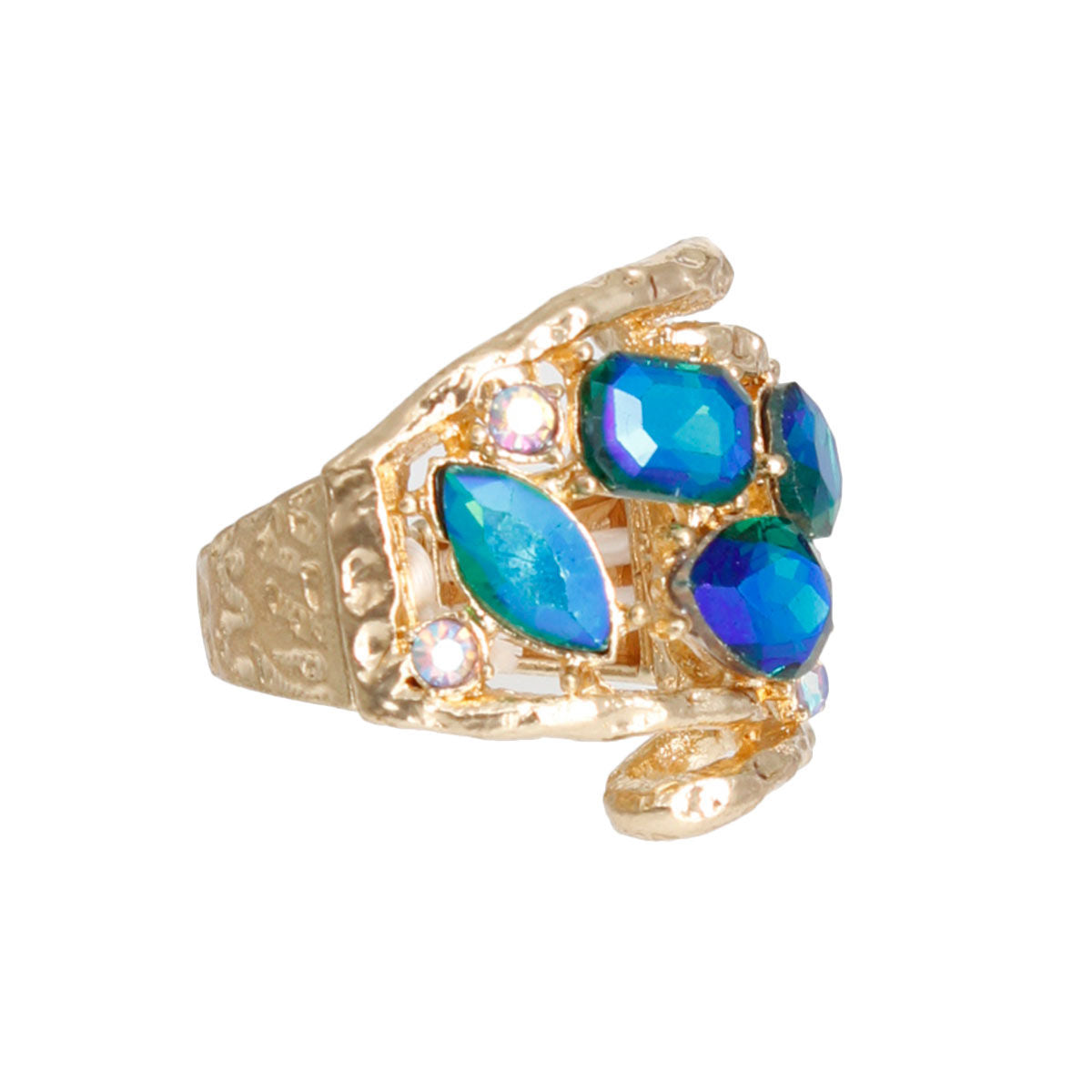 Cocktail Ring Blue Loop Crystal Ring