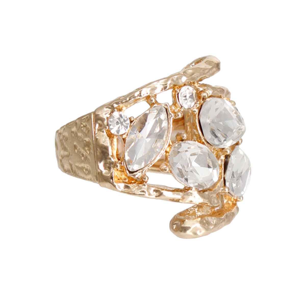 Cocktail Ring Gold Loop Crystal Ring