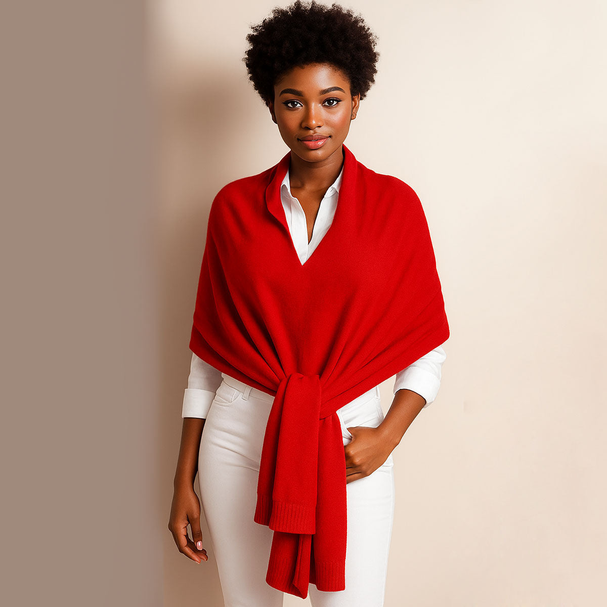Scarf Poncho Red 4 Way Wear Wrap for Women