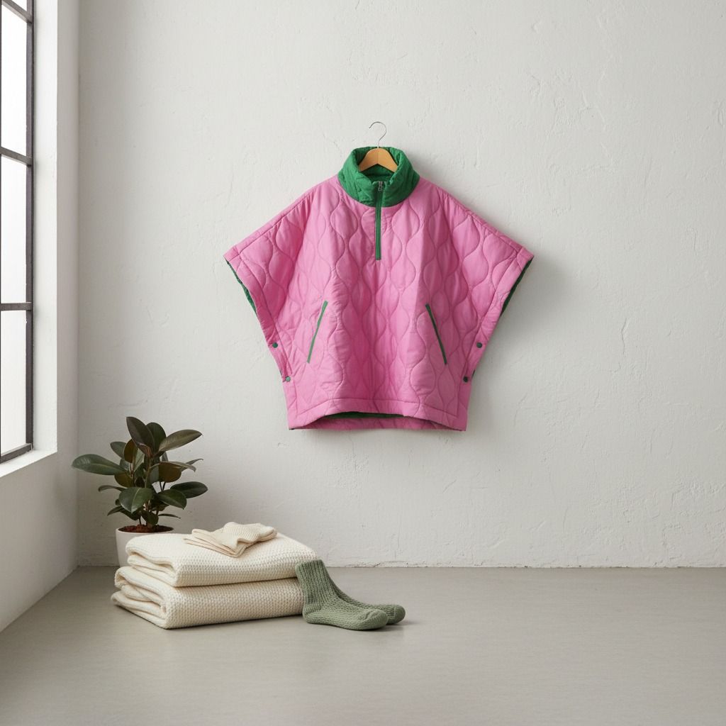 AKA Sorority Quilted Puffer Pink and Green Poncho