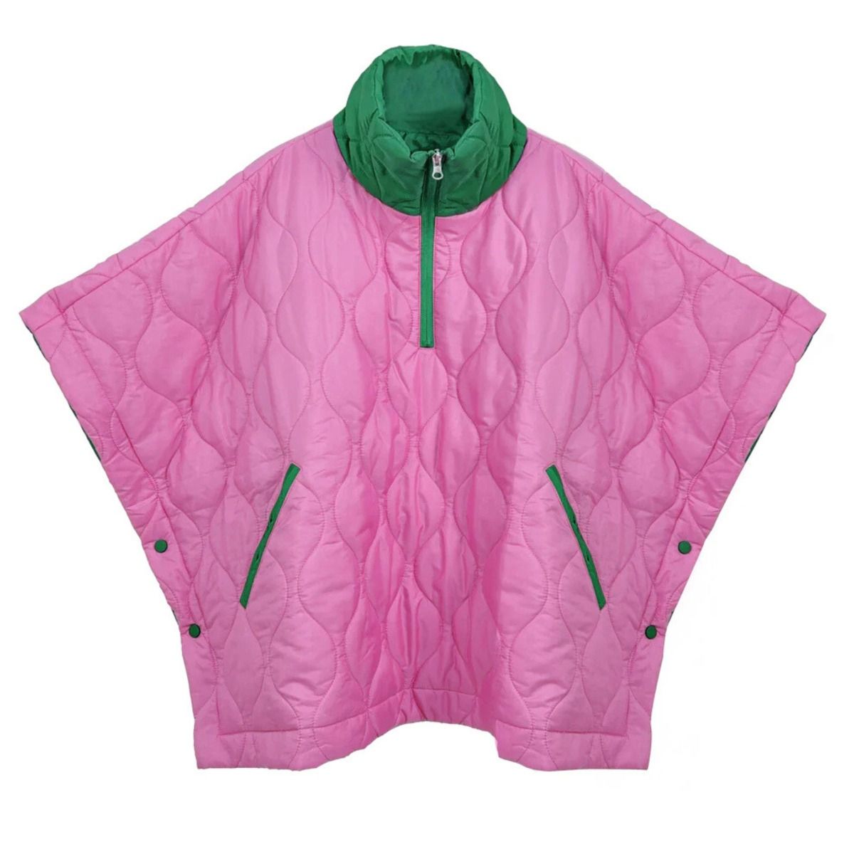 AKA Sorority Quilted Puffer Pink and Green Poncho