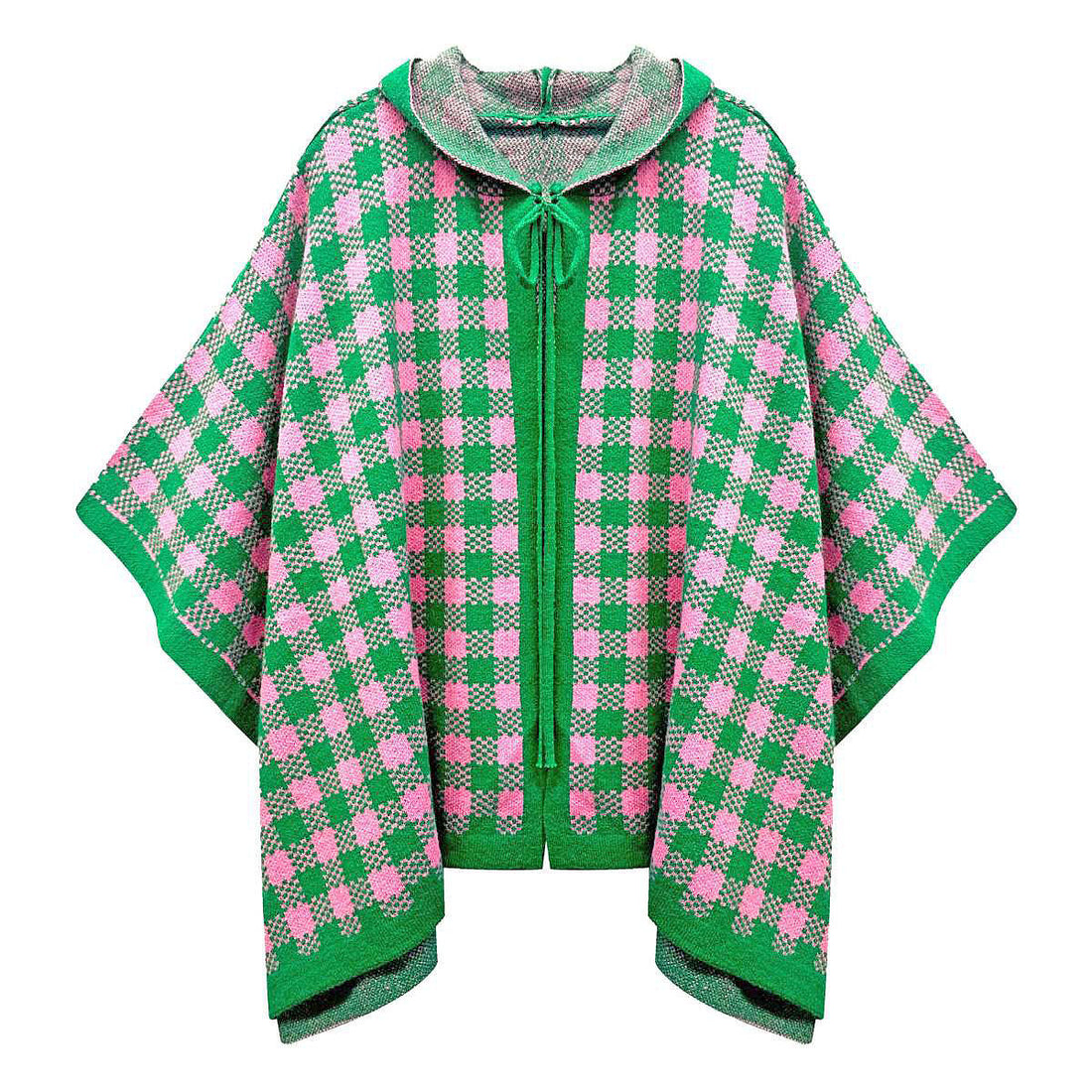 AKA Sorority Checkered Knit Pink and Green Cape