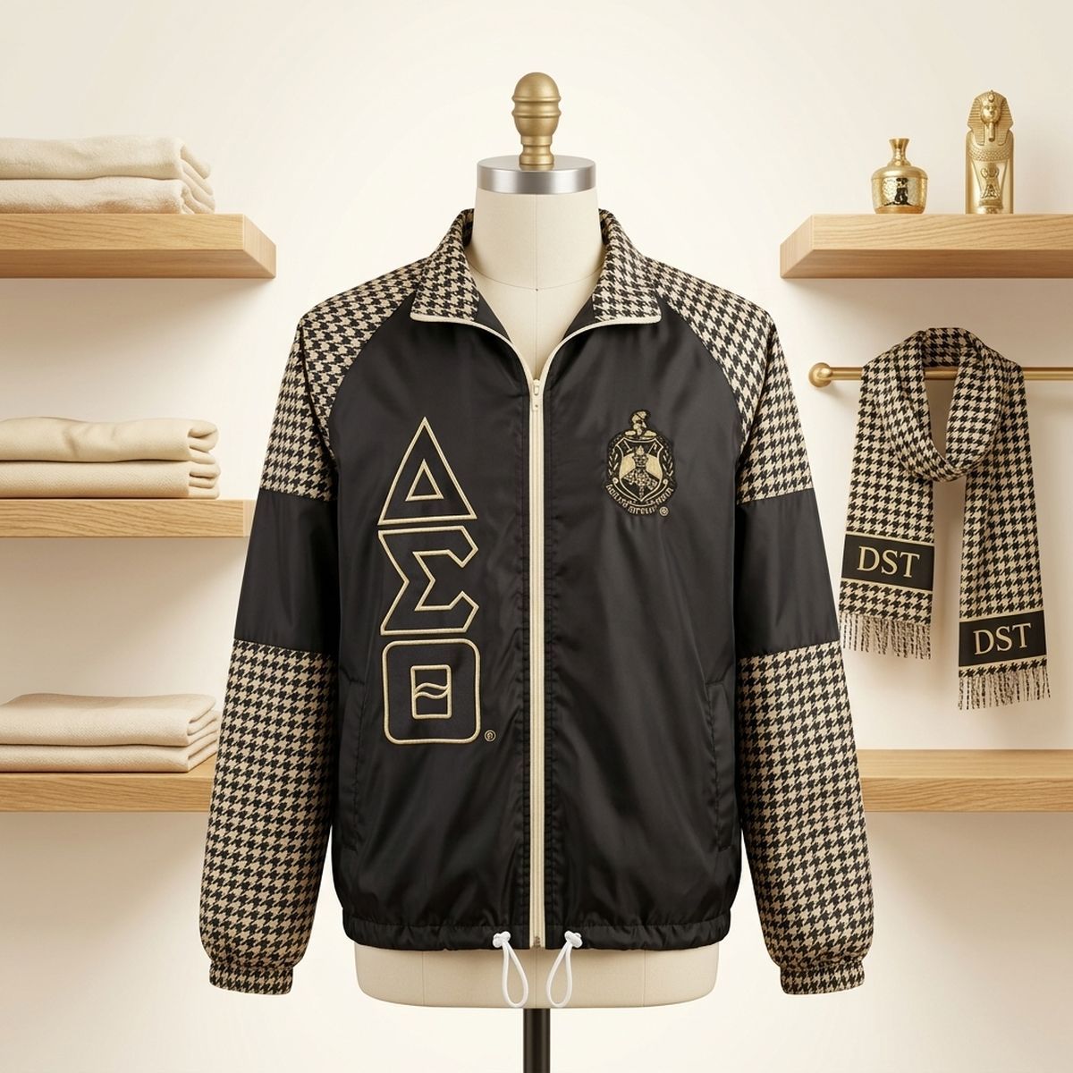DST Greek Apparel Large Black Windbreaker Jacket