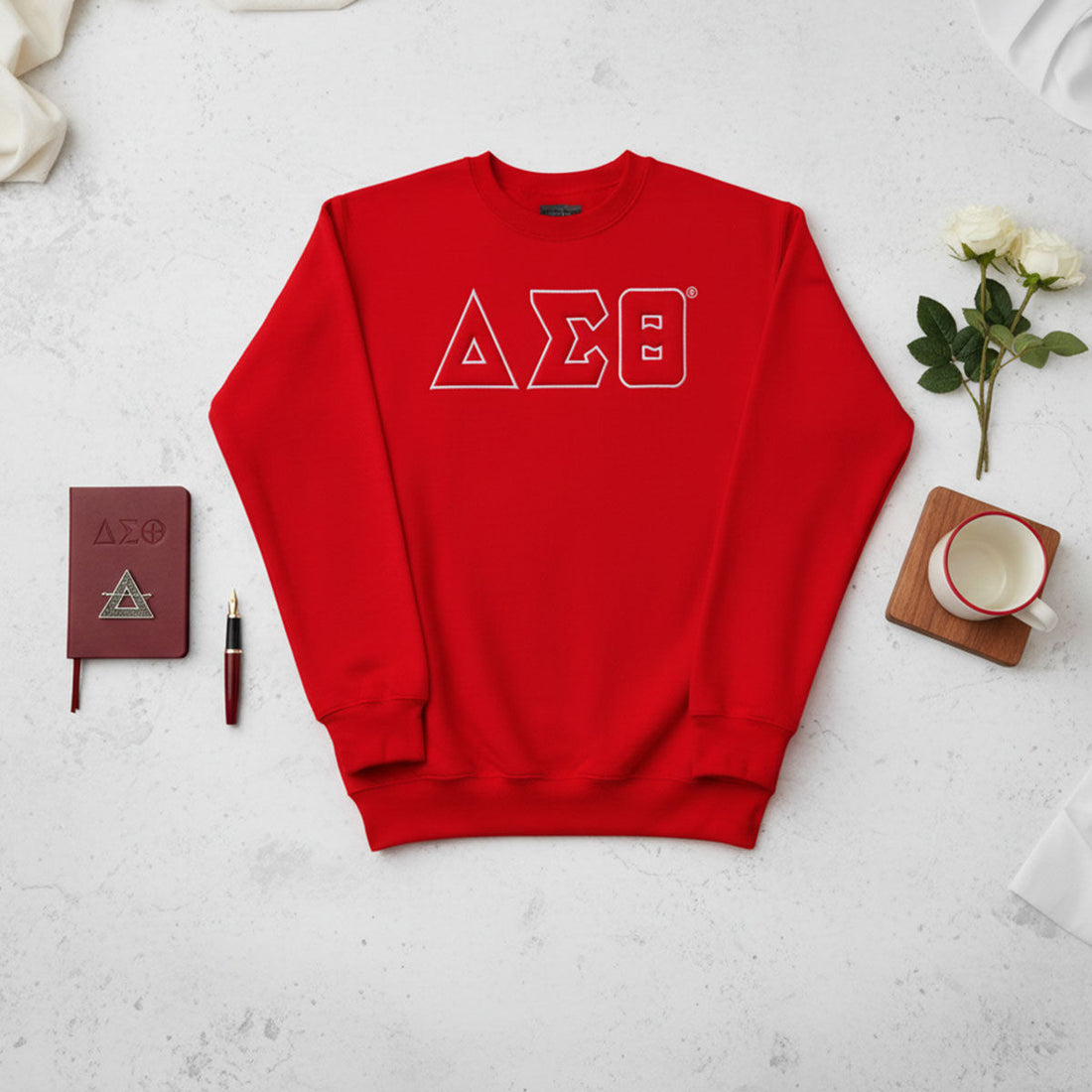 DST Greek Gear XL Red Embroidered Crew Sweatshirt