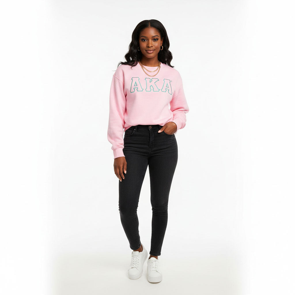 AKA Greek Gear XL Pink Embroidered Crew Sweatshirt