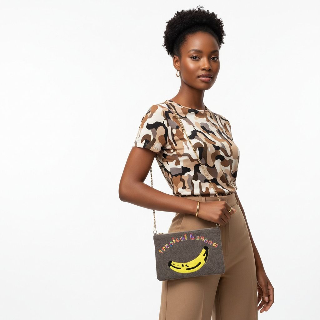 Gray Banana Clutch
