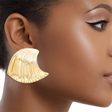 Studs Gold Ocean Wave Earrings for Women