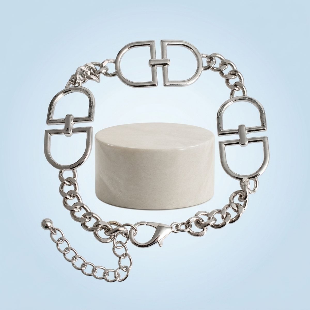 Luxe Silver Linked Letter D Heritage Anklet