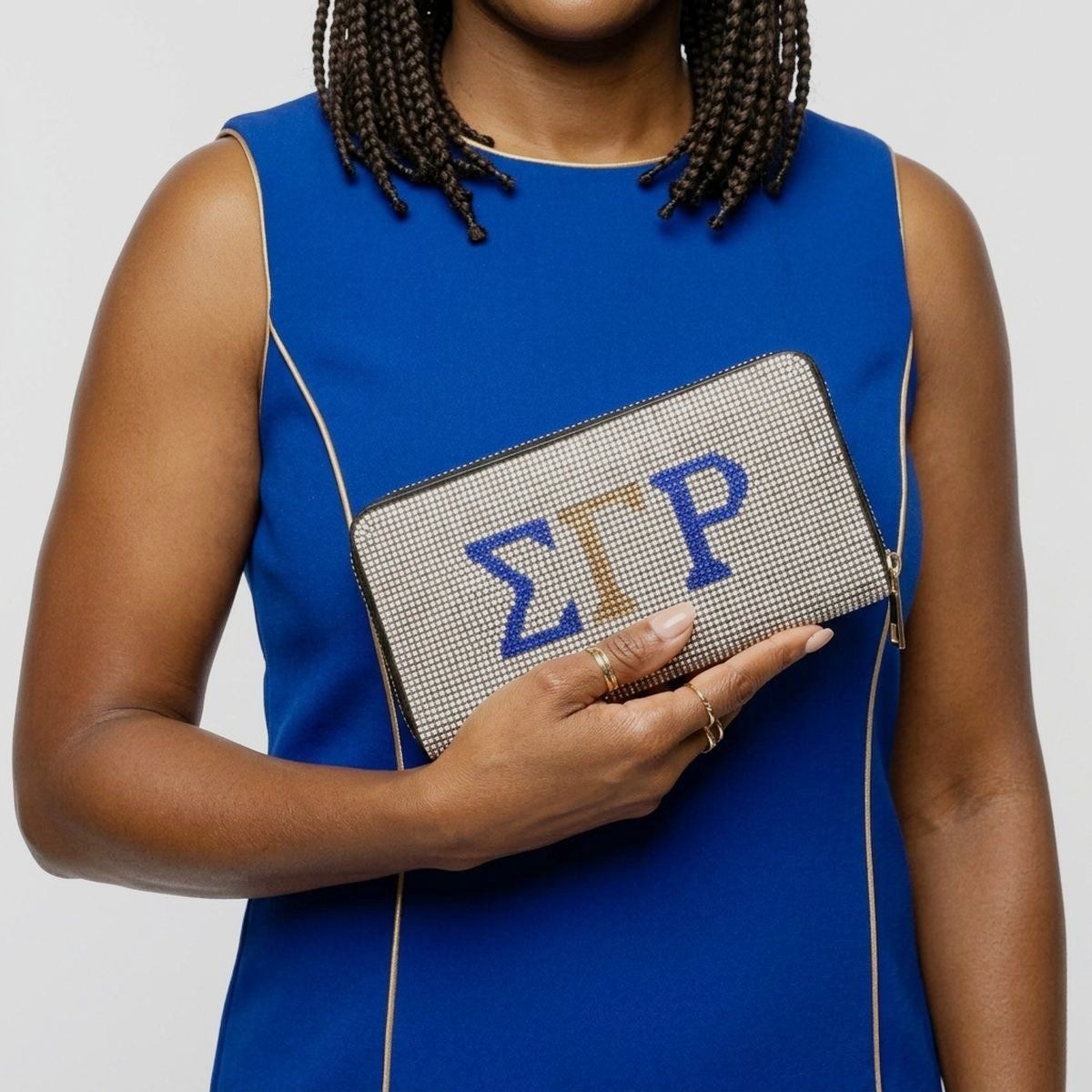 SGRHO Greek Rhinestone Encrusted Zipper Wallet
