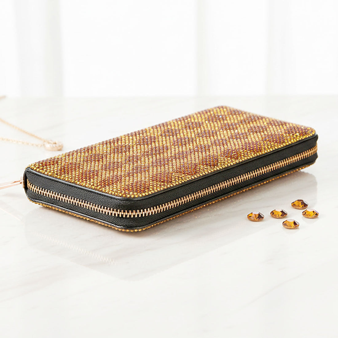 Harlequin Rhinestone Zippered Wallet