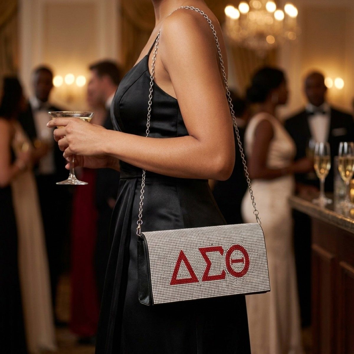 DST Clear with Red Rhinestone Flap Snap Clutch Bag