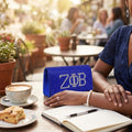ZPB Blue and Clear Rhinestone Flap Snap Clutch Bag
