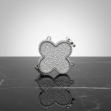 Mini Silver Quatrefoil Sparkle Crossbody Compact