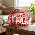 DST Red and Clear Graphic Print Makeup Pouch