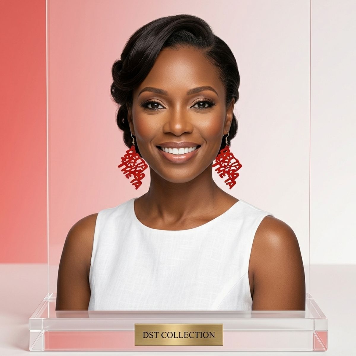 DST Red Wood Delta Sigma Theta Fish Hook Earrings