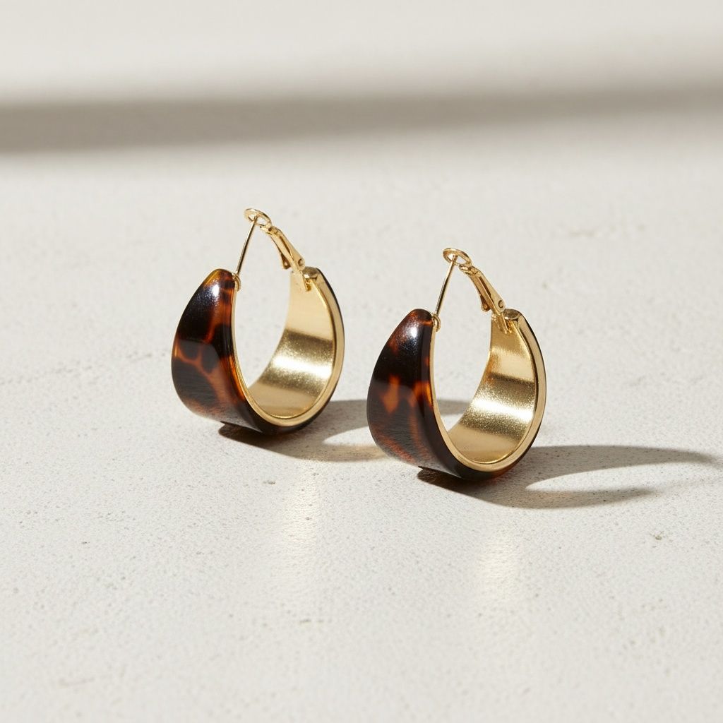 Hoop Tortoiseshell Resin Coated Classic Earrings