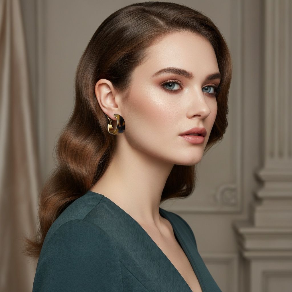 Hoop Tortoiseshell Resin Coated Classic Earrings