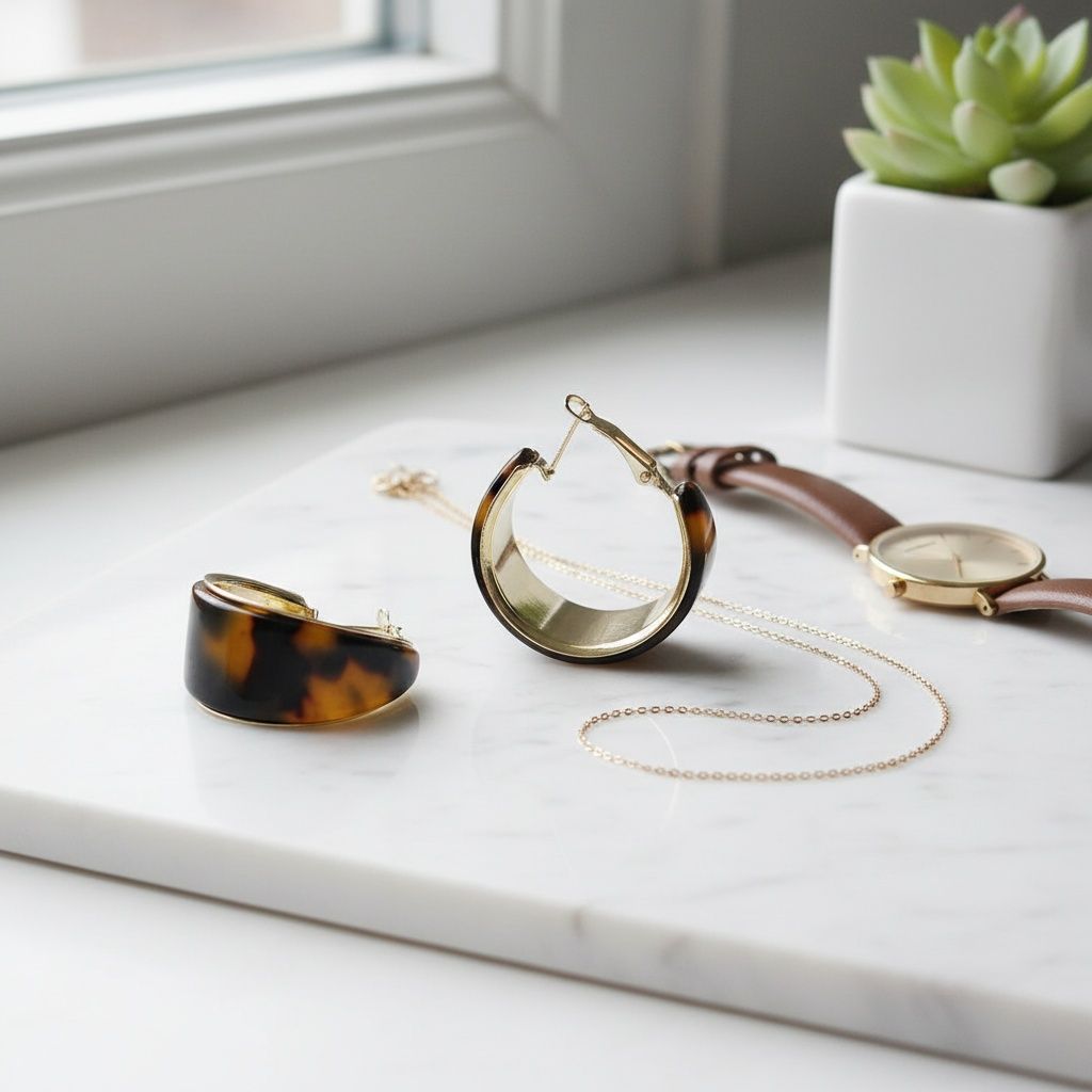 Hoop Tortoiseshell Resin Coated Classic Earrings