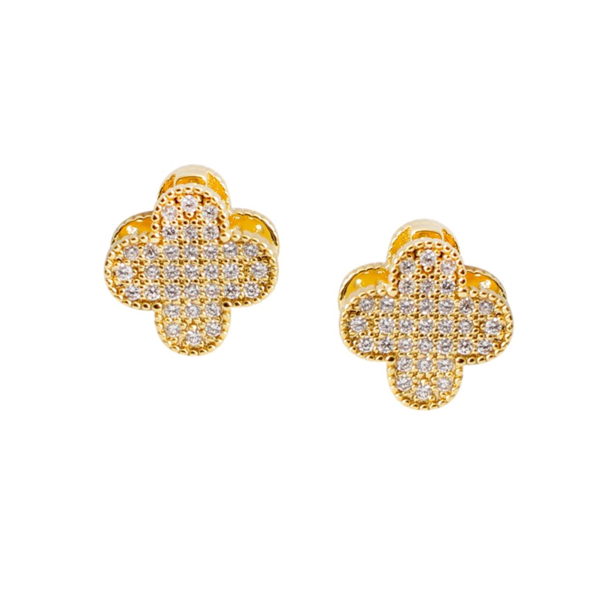 Red Clover Crystal Stud Earrings with Omega Back