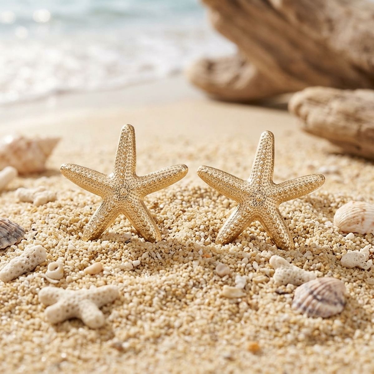 Stud Gold Starfish Seaside Sculpted Earrings