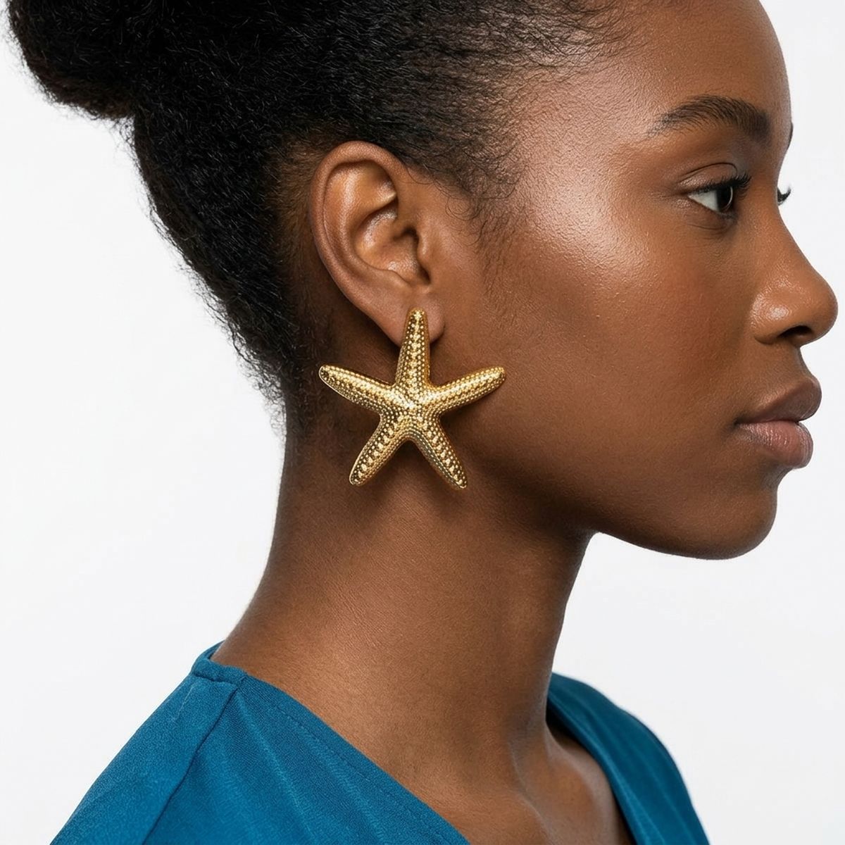 Stud Gold Starfish Seaside Sculpted Earrings