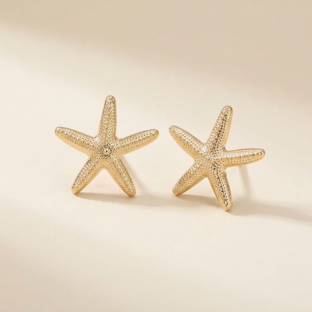 Stud Gold Starfish Seaside Sculpted Earrings