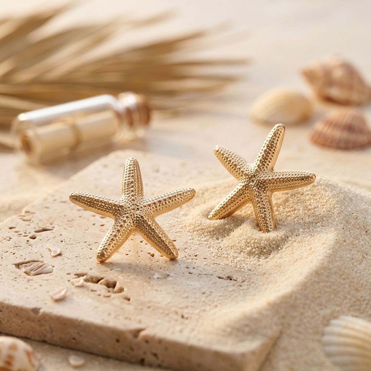 Stud Gold Starfish Seaside Sculpted Earrings