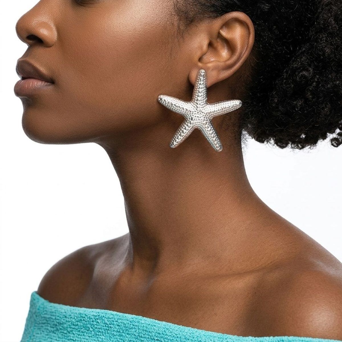 Stud Silver Starfish Seaside Sculpted Earrings