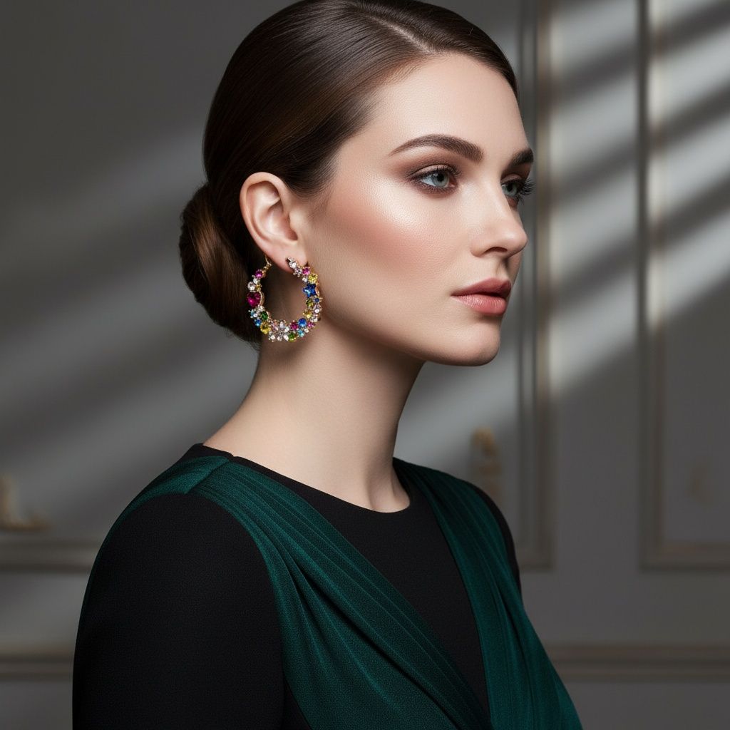 Hoop Multicolor Crystal Heart Star Flower Earrings