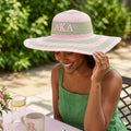 AKA Pink Raffia Embroidered Floppy Beach Sun Hat