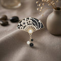 Brooch Black and Gold Hanfu Fan Style Pin
