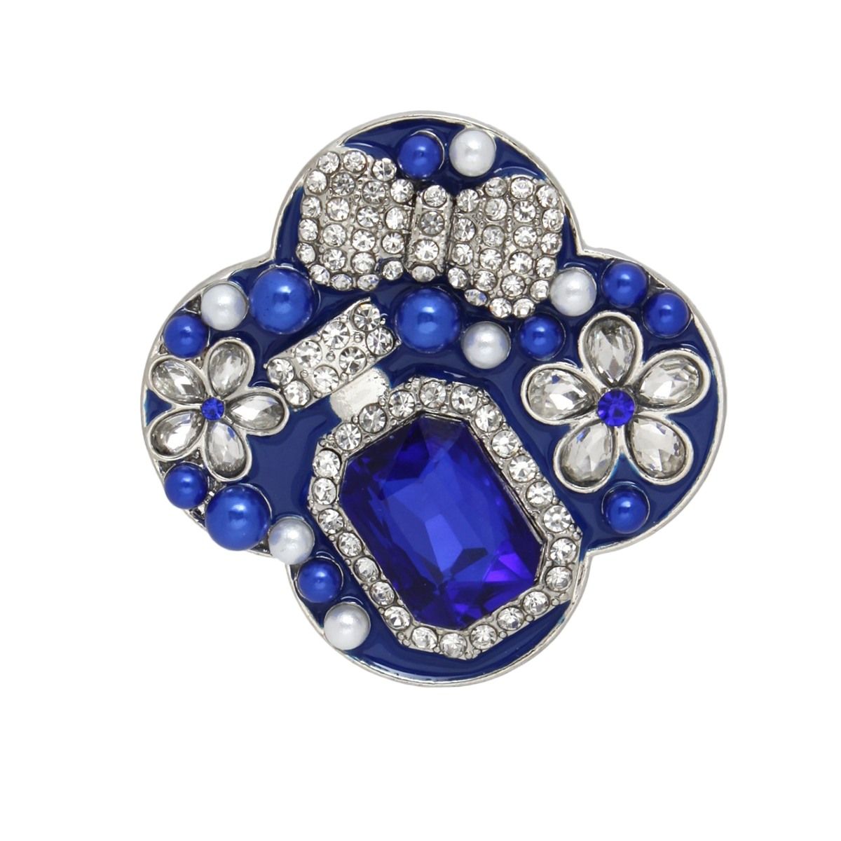 Brooch Couture Clover Blue Glass Perfume Pin