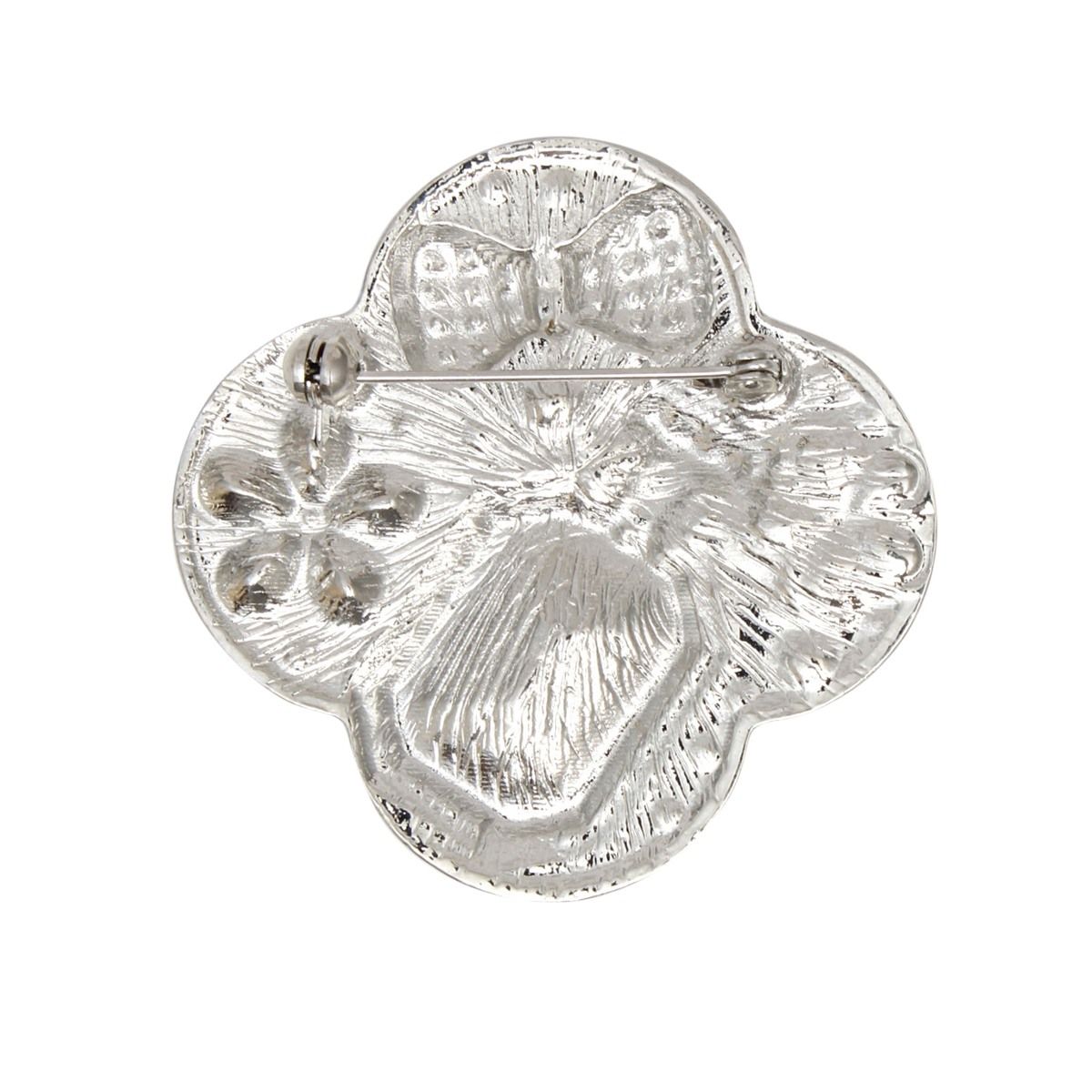 Brooch Couture Clover Blue Glass Perfume Pin