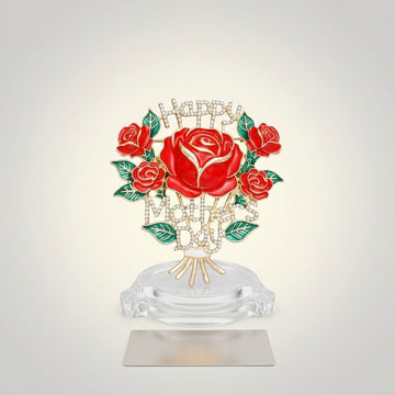 Brooch Gold Mother's Day Red Rose Bouquet Pin