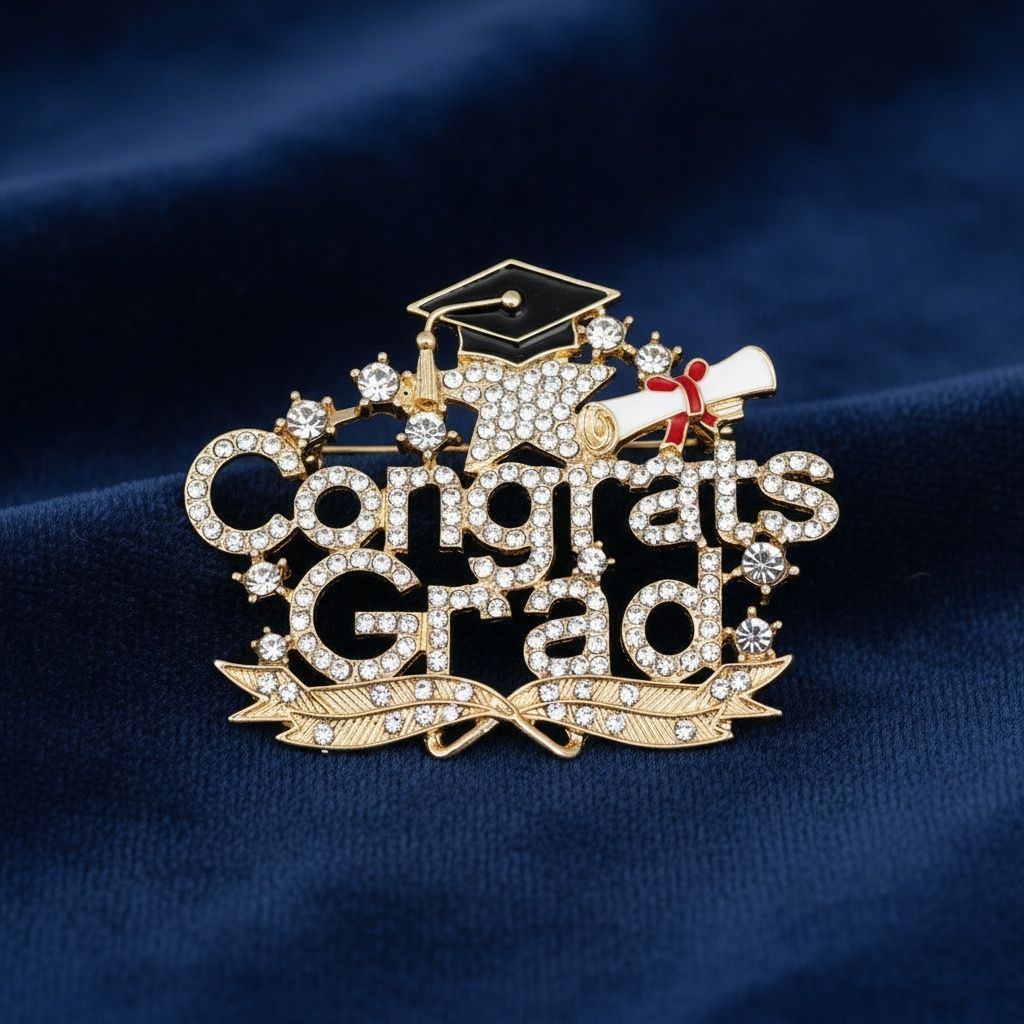 Brooch Gold Congrats Grad Cap and Diploma Pin