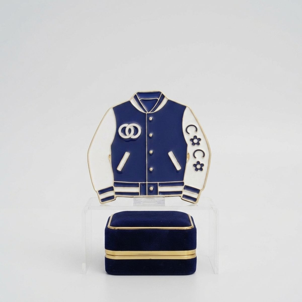 Brooch Blue and White Varsity Jacket Flower Pin
