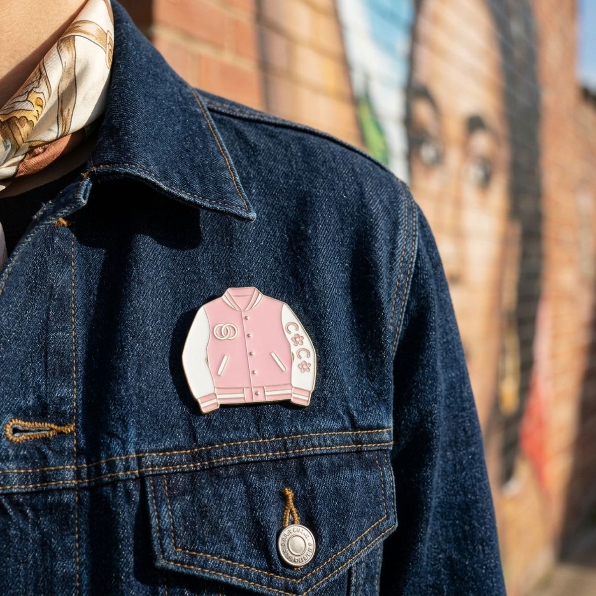 Brooch Pink and White Varsity Jacket Flower Pin