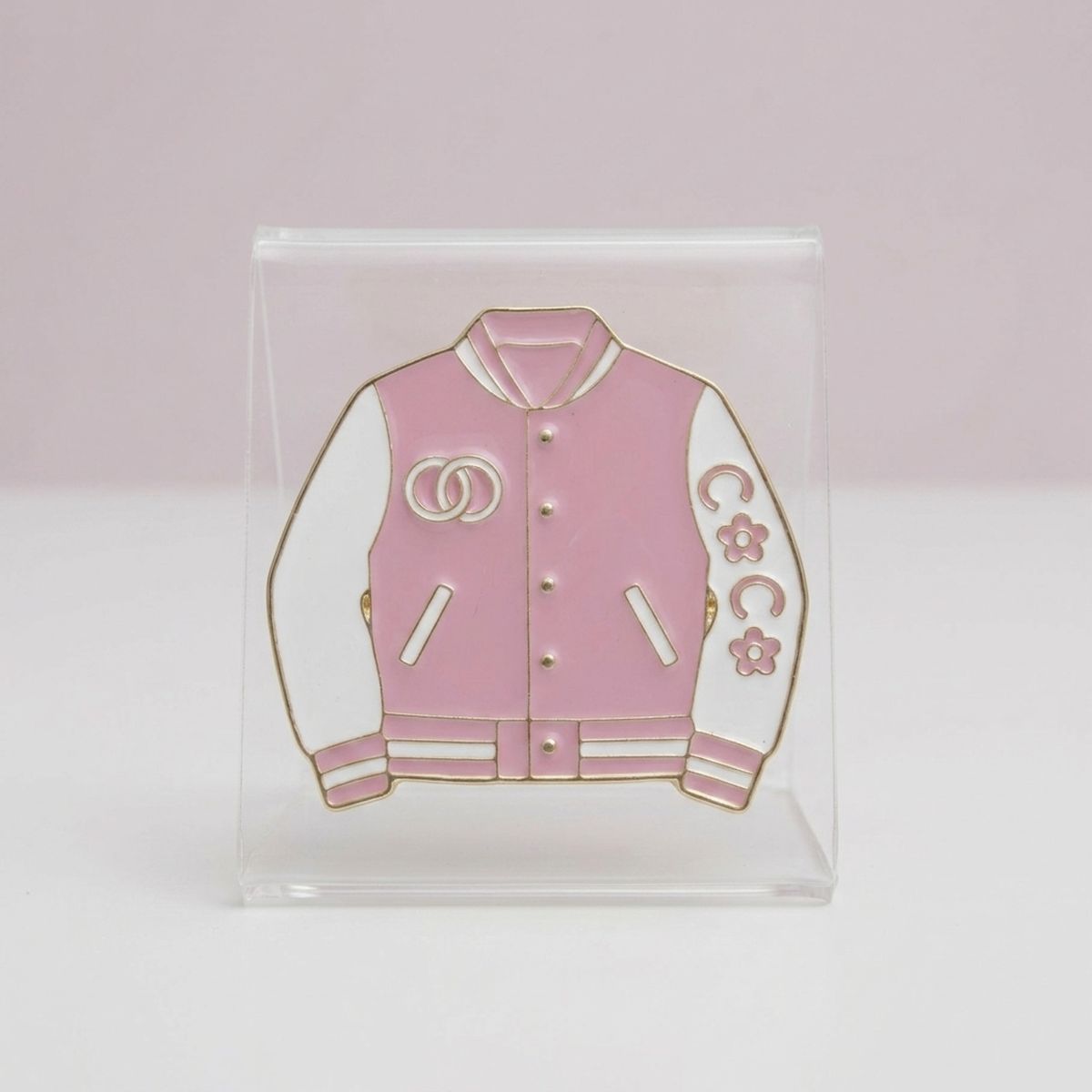 Brooch Pink and White Varsity Jacket Flower Pin